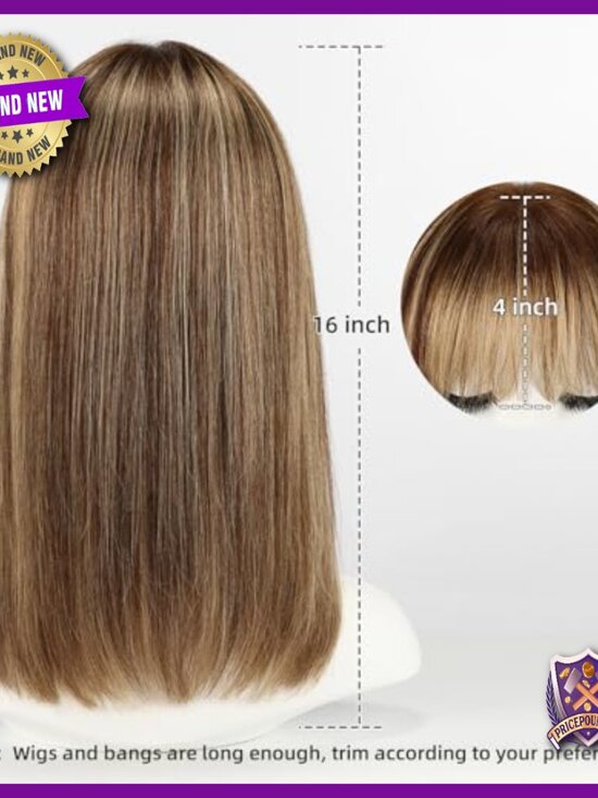 Shoulder Length Human Hair Wig with Bangs, Layered Style